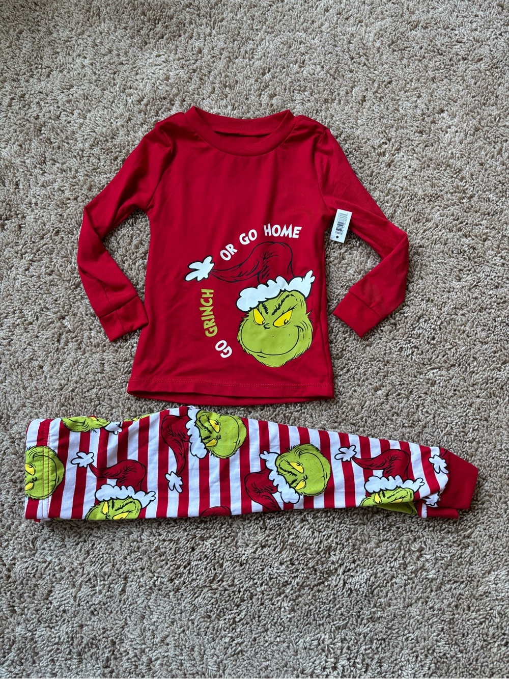 3T Red Grinch Holiday Pajama Set